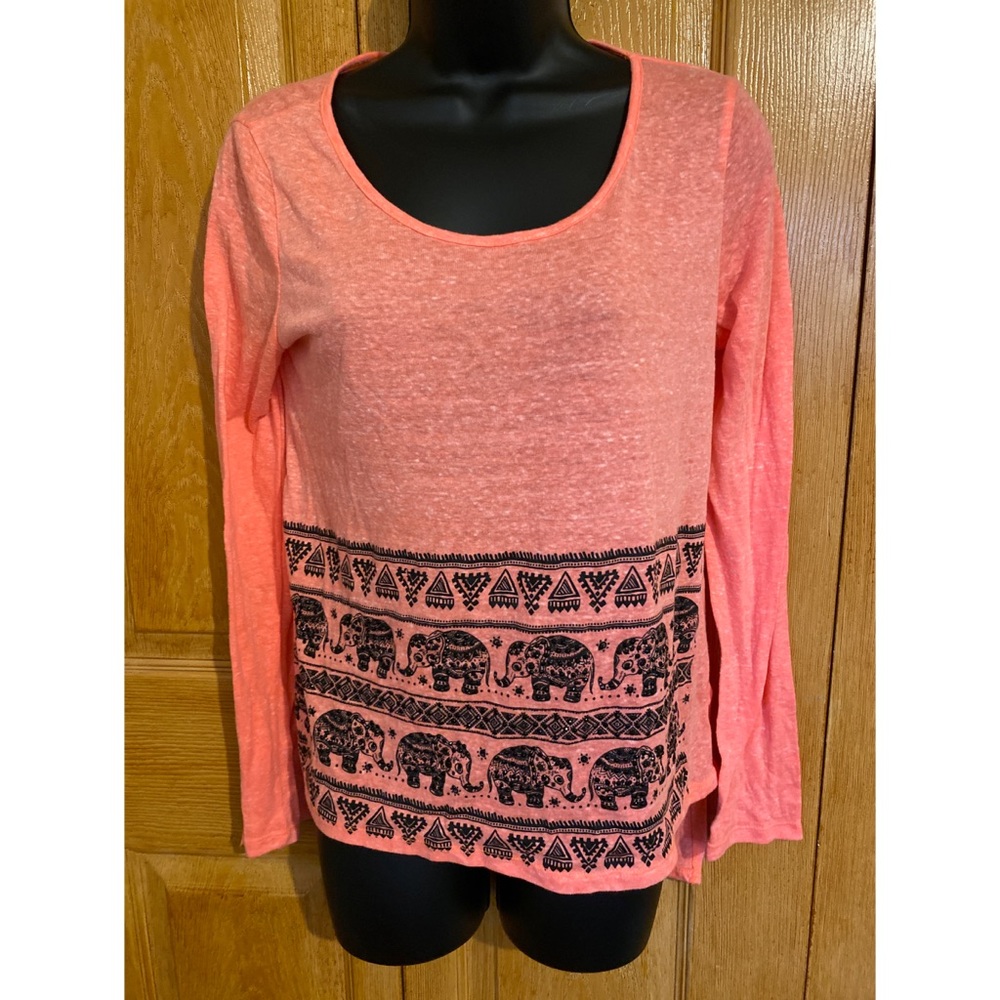 Long sleeved coral elephant shirt.